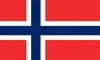 Norwegian flag with a red background, a blue cross outlined in white.