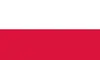 The Polish flag, featuring two horizontal stripes in white and red.